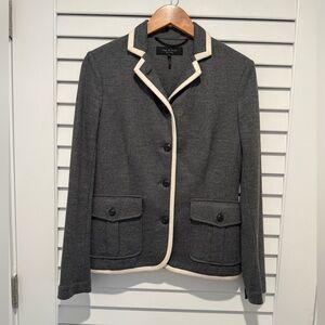 Rag & Bone Gray and Cream Wool Blazer with Notched Collar